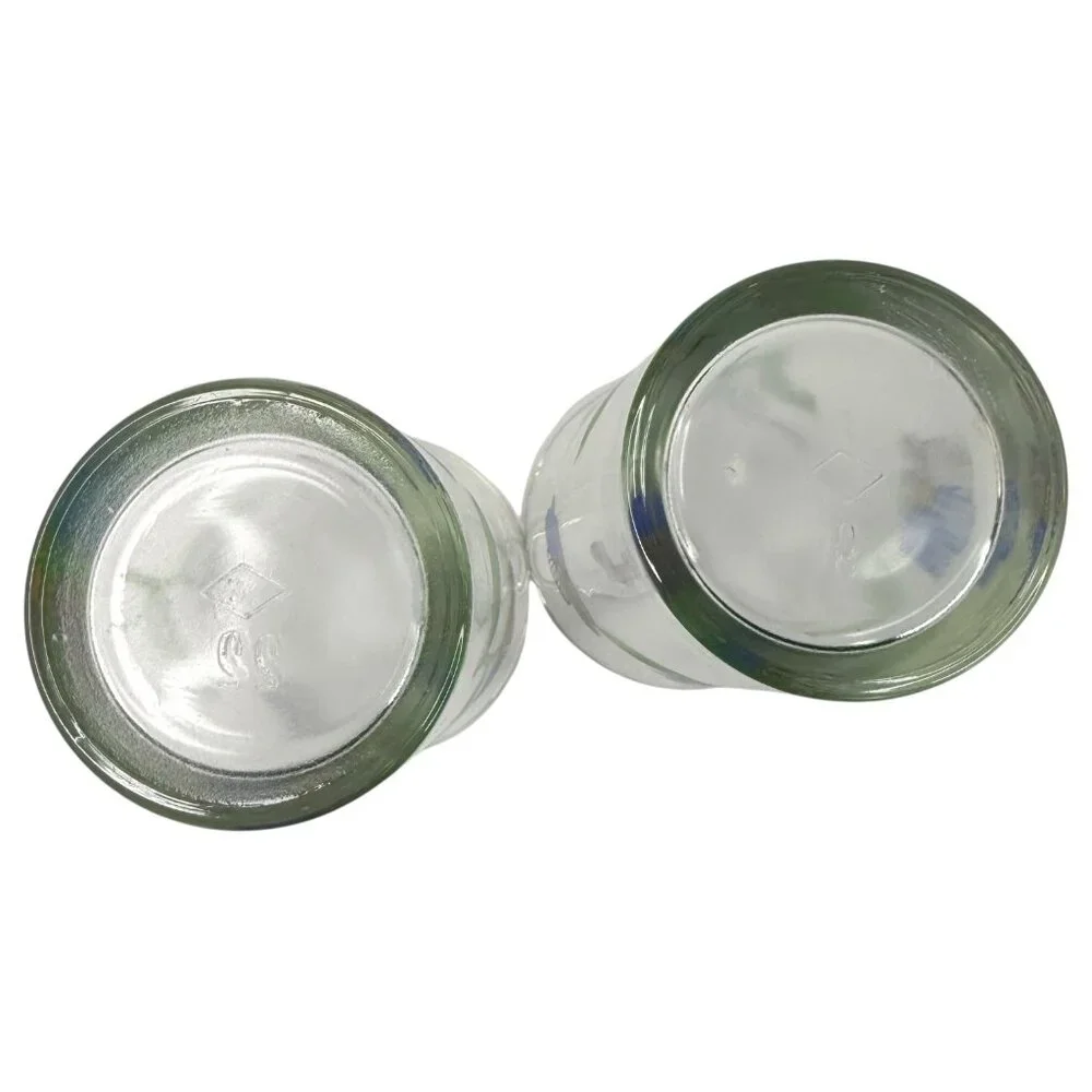 Set Of 2 Floral Glass Tumblers Blue & Purple Flowers Beverage Drinking MCM Clear